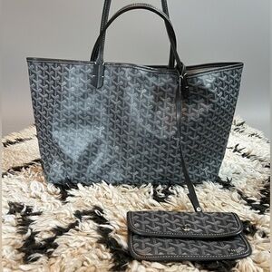 Grey Goyard Canvas Chevroches Calfskin Saint Louis PM Tote